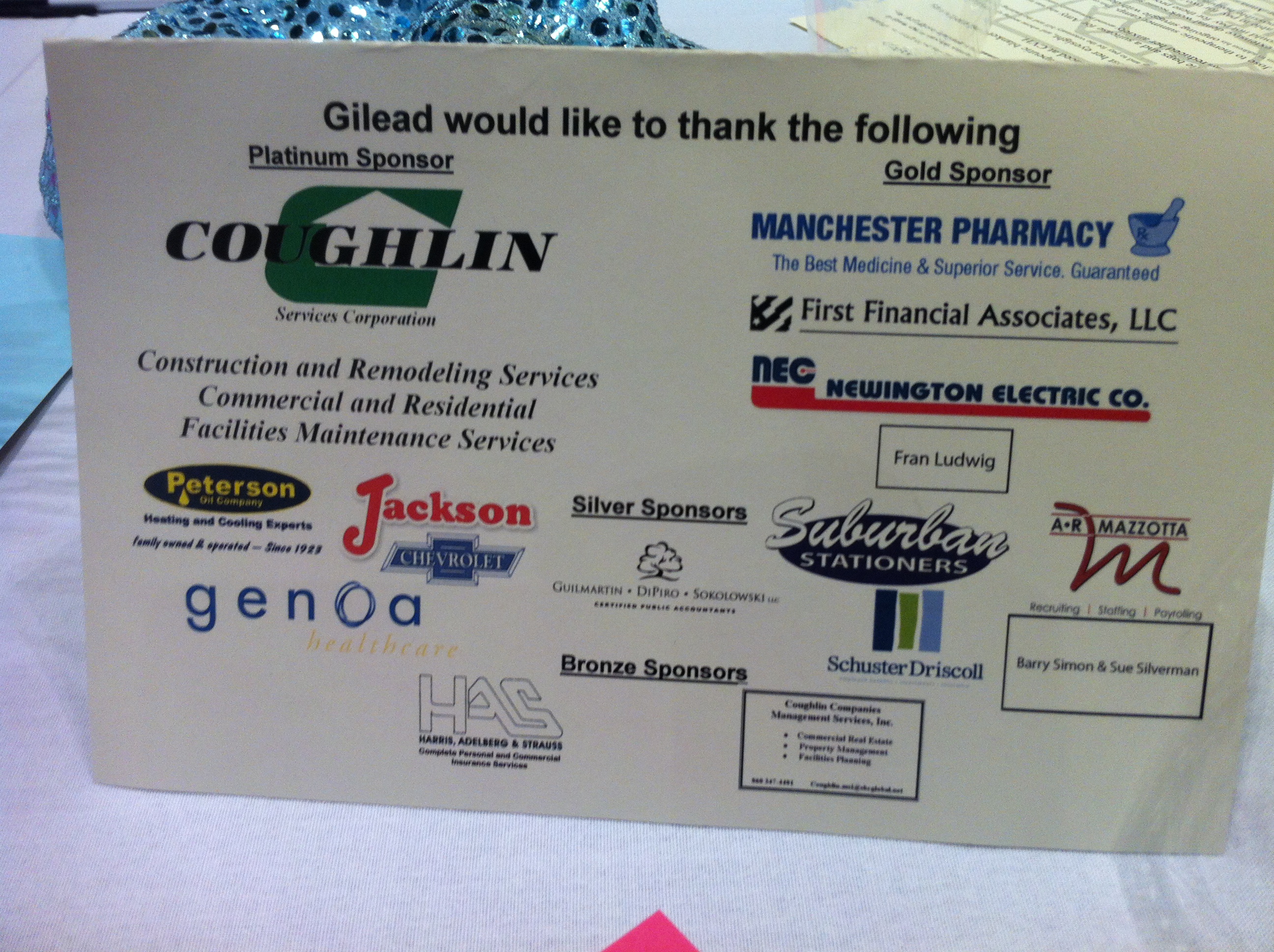 Coughlin Service Corp of Middletown CT becomes Gold Sponsor of Gilead Community Services 2012 Quizine for a Cause